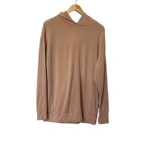 Offline Pink Long Sleeve Hooded Cross Neck Hoodie A23